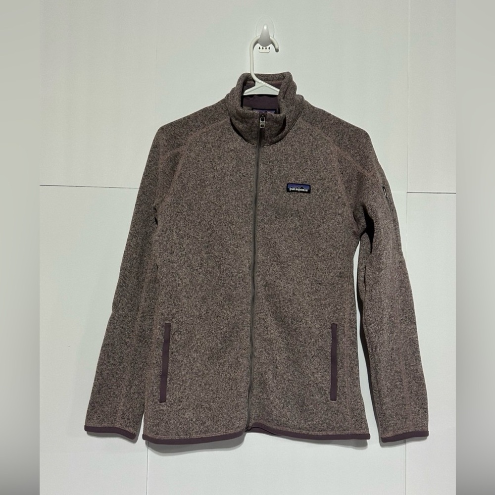 Patagonia full zip better sweater in heathered gray/purple